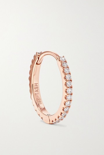 MARIA TASH Eternity 9.5mm 18-karat rose gold diamond hoop | small luxe hoops | single earrings