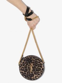 Saint Laurent Vinyle leopard-print round camera bag / circular leather bags