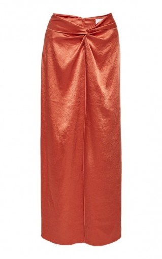 Nanushka Samara Gathered Satin Skirt ~ orange skirts - flipped