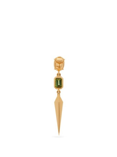 MUKHI SISTERS Scarab tourmaline & 18kt gold single earring / Egyptian themed earrings