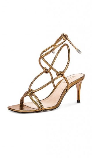 Schutz Belize Stiletto Bronze / strappy metallic heels - flipped