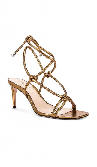 Schutz Belize Stiletto Bronze / strappy metallic heels