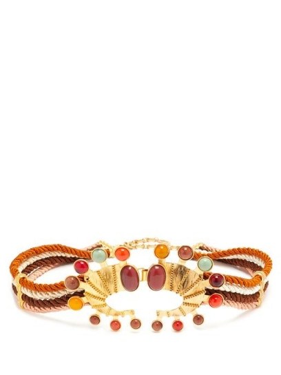 SONIA PETROFF Seahorse cabochon-embellished belt / multicoloured gemstone belts / luxe accessories - flipped