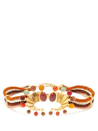 SONIA PETROFF Seahorse cabochon-embellished belt / multicoloured gemstone belts / luxe accessories