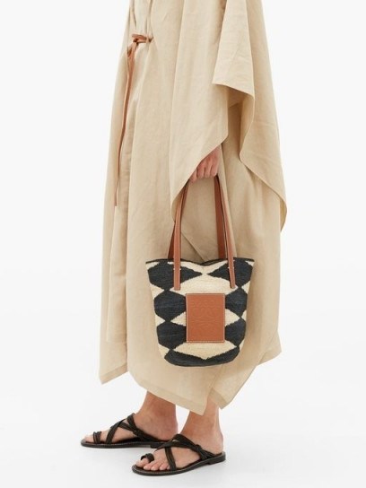 LOEWE PAULA’S IBIZA Shigra sisal and leather tote bag ~ summer bags - flipped