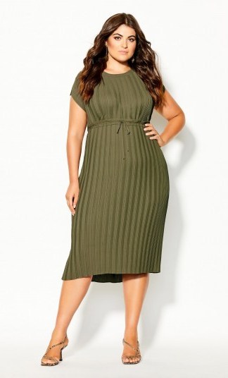 Pleated Love Dress – thyme – the pleating detail conceals the curves whilst the shape slims the silhouette - flipped