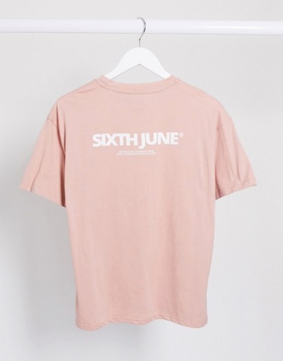 Sixth June relaxed t-shirt with logo print in salmon