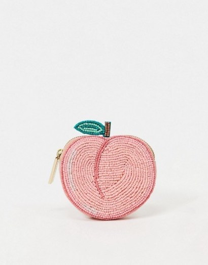 Skinnydip beaded peach coin purse / fruit shaped purses - flipped
