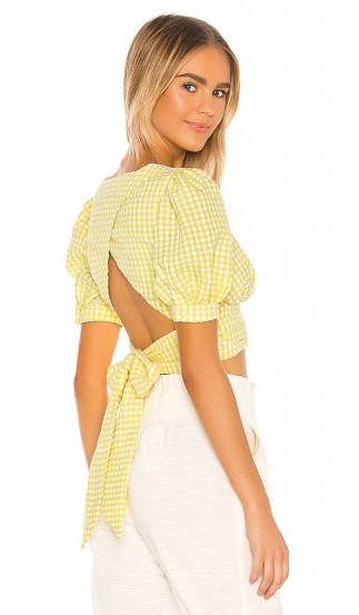 Song of Style Jane Top Yellow Gingham / puff sleeved open-back tops - flipped