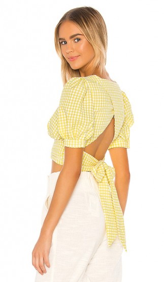 Song of Style Jane Top Yellow Gingham / puff sleeved open-back tops