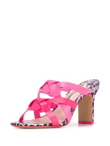 Sophia Webster leopard print sole mules / pink woven mule sandals - flipped