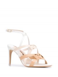 SOPHIA WEBSTER woven cross strap sandals in white and camel