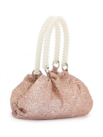 0711 sparkly Shu handbag rose pink / beaded top handle bags - flipped