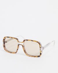 Spitfire Rising With The Sun oversized sunglasses in camel tort and clear frame