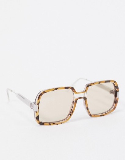Spitfire Rising With The Sun oversized sunglasses in camel tort and clear frame - flipped
