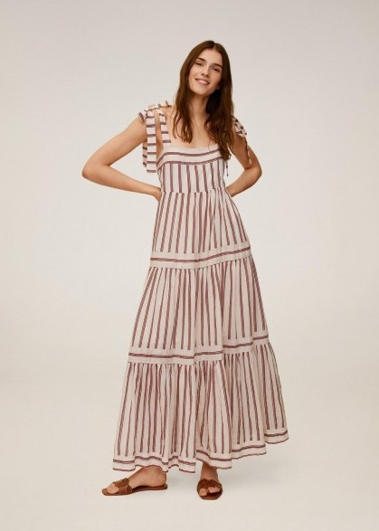MANGO INDI Striped long dress | tiered summer maxi - flipped