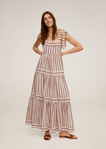 MANGO INDI Striped long dress | tiered summer maxi