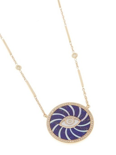 JACQUIE AICHE Swirl Eye diamond, lapis lazuli & pearl necklace ~ luxe pendant necklaces - flipped