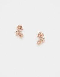 Ted Baker seahorse stud earrings in rose gold / seahorses / sea creature studs