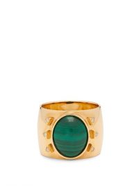 MUKHI SISTERS The Brightness diamond, malachite & 18kt gold ring / bohemian rings