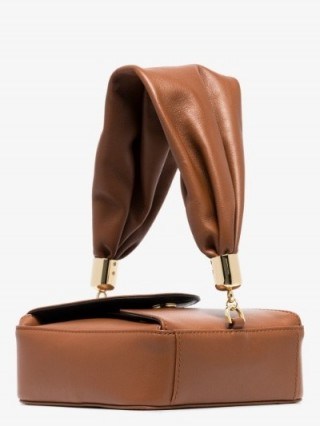 The Sant Brown Mini Kinchaku Leather Box Bag / petite top handle bags - flipped