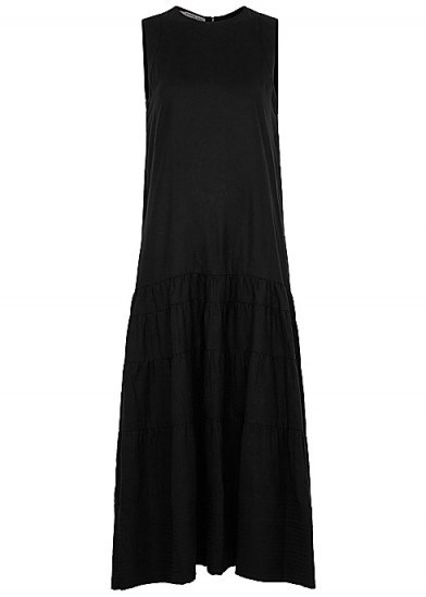 THREE GRACES Abigail black linen maxi dress ~ sleeveless summer dresses - flipped
