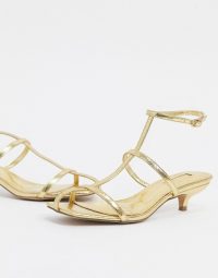 Topshop strappy kitten heels in gold