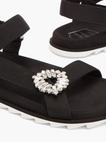 ROGER VIVIER Trekky Viv’ crystal-buckle sandals / embellished casual flats