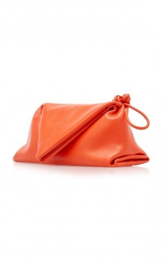 Bottega Veneta Triangle Orange-Leather Pouch - flipped