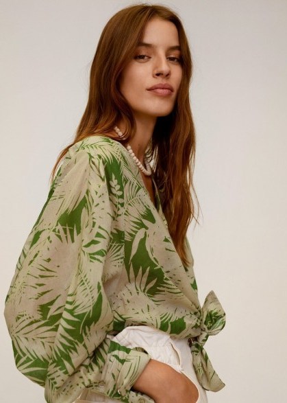 MANGO KAI Tropical print blouse green - flipped