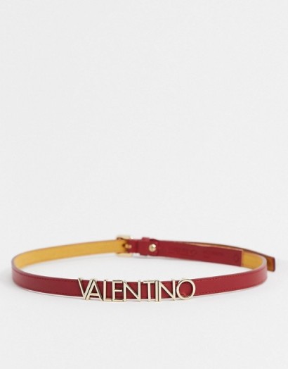 Valentino by Mario Valentino Emma Winter logo belt in red / womens designer belts