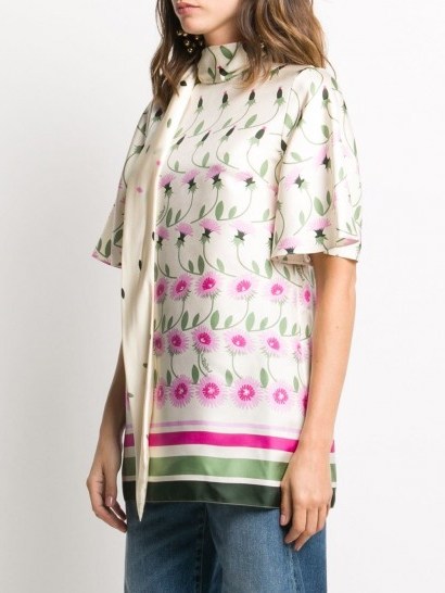 Valentino tie-neck floral blouse - flipped