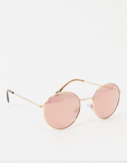Vans Glitz Glam Sunglasses in gold | pink tinted lenses | round frames - flipped