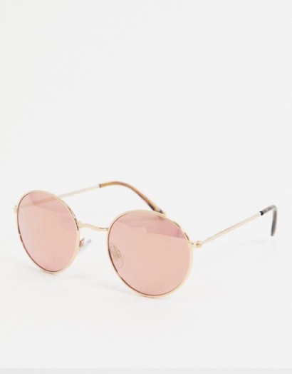 Vans Glitz Glam Sunglasses in gold | pink tinted lenses | round frames