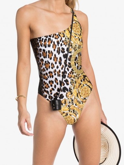 VERSACE Baroque print swimsuit / one shoulder swimsuits - flipped
