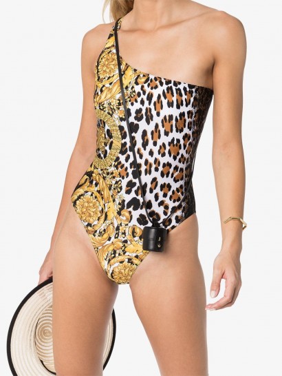 VERSACE Baroque print swimsuit / one shoulder swimsuits