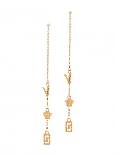 Versace charm drop earrings / designer logo drops - flipped