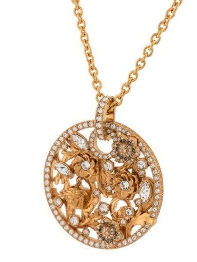 Versace crystal-embellished charm necklace / round disc pendants - flipped