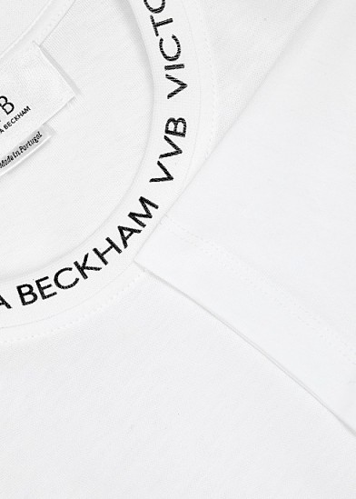 VICTORIA, VICTORIA BECKHAM White logo-print cotton T-shirt / classic short sleeve tee