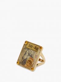FRANCESCA VILLA Vintage stamp and citrine 18kt gold ring ~ large square rings