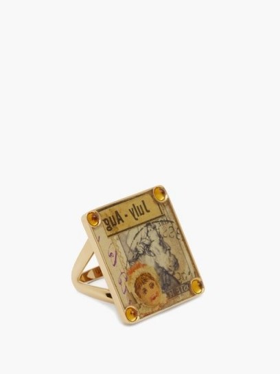FRANCESCA VILLA Vintage stamp and citrine 18kt gold ring ~ large square rings - flipped