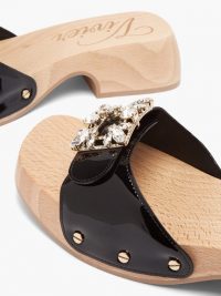 ROGER VIVIER Viv patent-leather clog slides ~ casual summer glamour