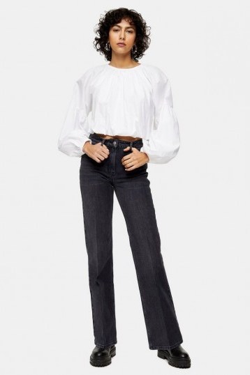 Topshop Washed Black Relaxed Flare Jeans | flares - flipped