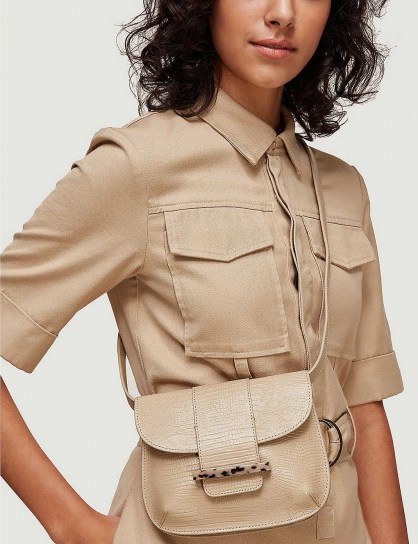 WHISTLES Mari lizard-print leather belt bag | luxe look crossbody - flipped