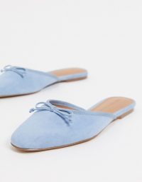 Who What Wear Cara mule ballet flat shoes in sky blue leather