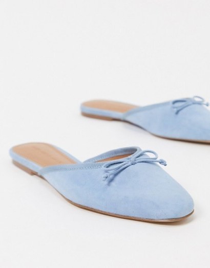 Who What Wear Cara mule ballet flat shoes in sky blue leather - flipped