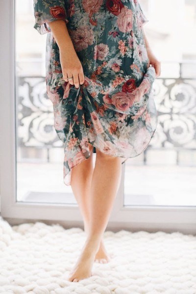 Put your best foot forward in a blue and brown floral dress - flipped