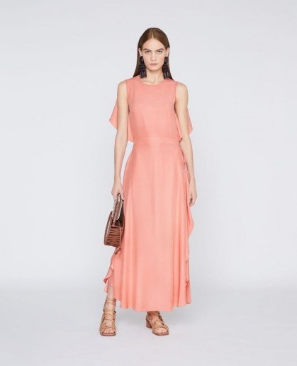 STELLA McCARTNEY Rosa Midi Dress in Bellini Rose ~ pink side draped open back dresses ~ summer event wear - flipped