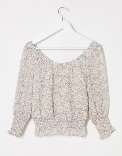 Y.A.S blouse with shirred waist in ditsy floral / peasant look blouses - flipped