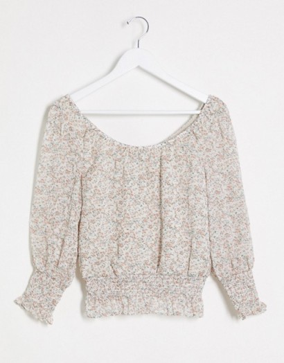 Y.A.S blouse with shirred waist in ditsy floral / peasant look blouses